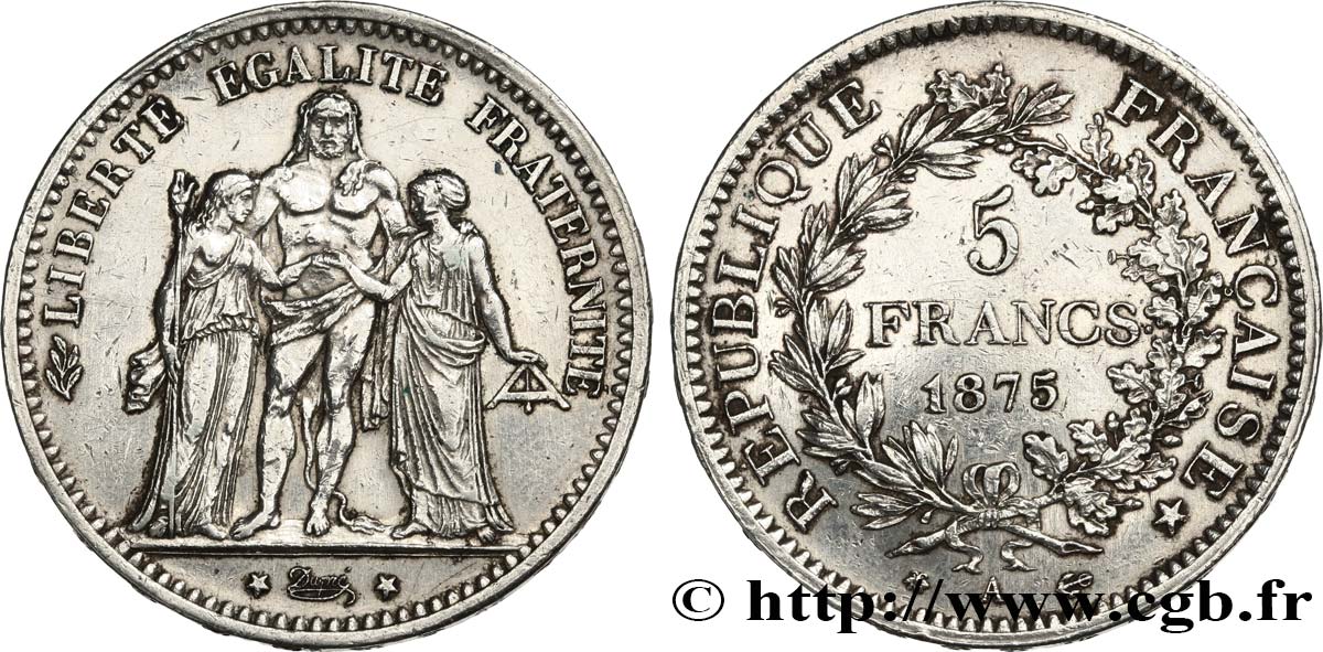5 francs Hercule 1875 Paris F.334/14 fVZ 