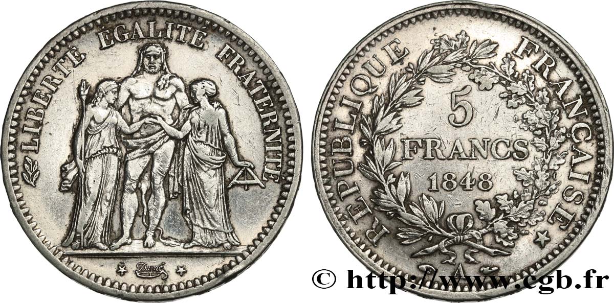 5 francs Hercule, IIe République 1848 Paris F.326/1 XF 
