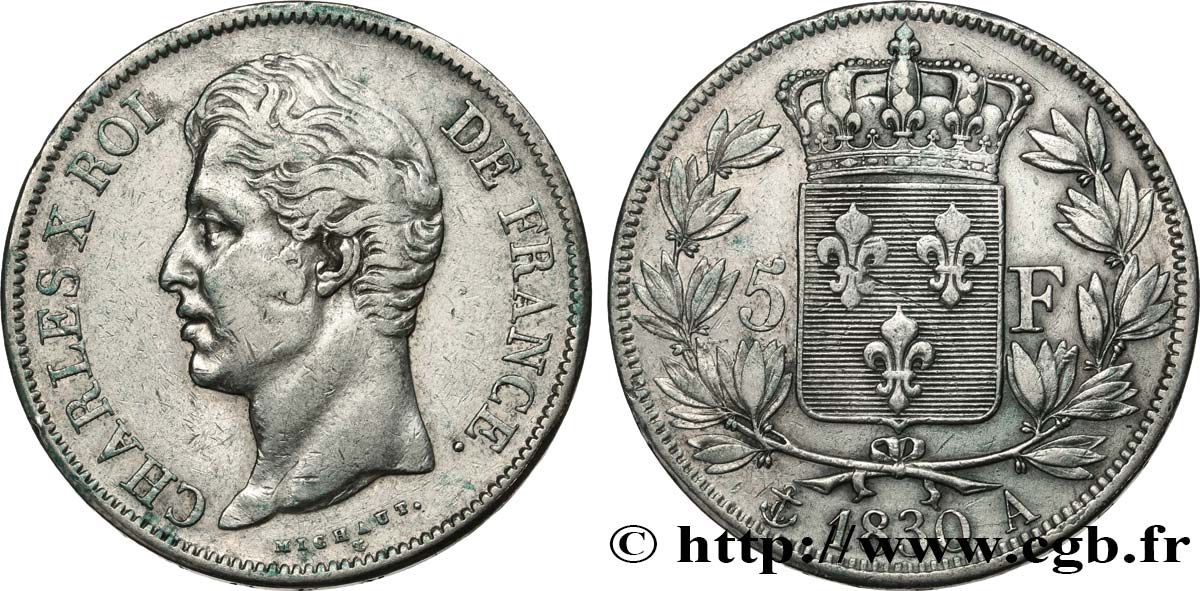 5 francs Charles X, 2e type 1830 Paris F.311/40 fSS 