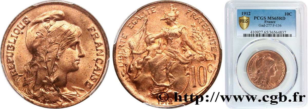 10 centimes Daniel-Dupuis 1912  F.136/21 ST65 PCGS