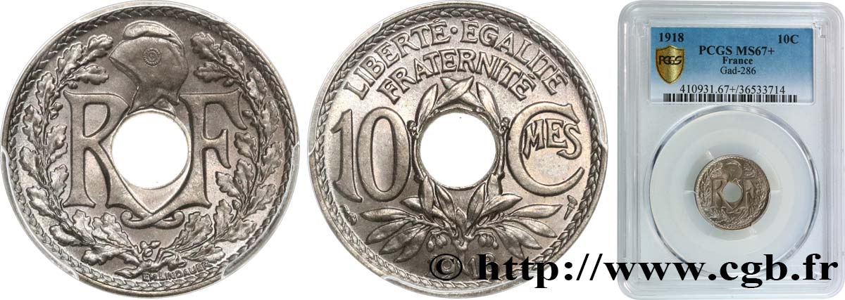 10 centimes Lindauer 1918  F.138/2 FDC67 PCGS