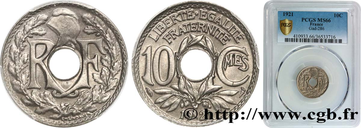 10 centimes Lindauer 1921  F.138/5 FDC66 PCGS