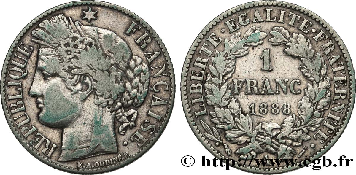 1 franc Cérès, Troisième République 1888 Paris F.216/10 S 