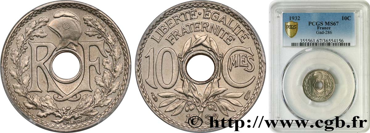 10 centimes Lindauer 1932  F.138/19 ST67 PCGS