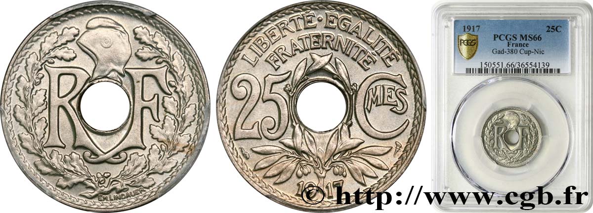25 centimes Lindauer 1917  F.171/1 MS66 PCGS