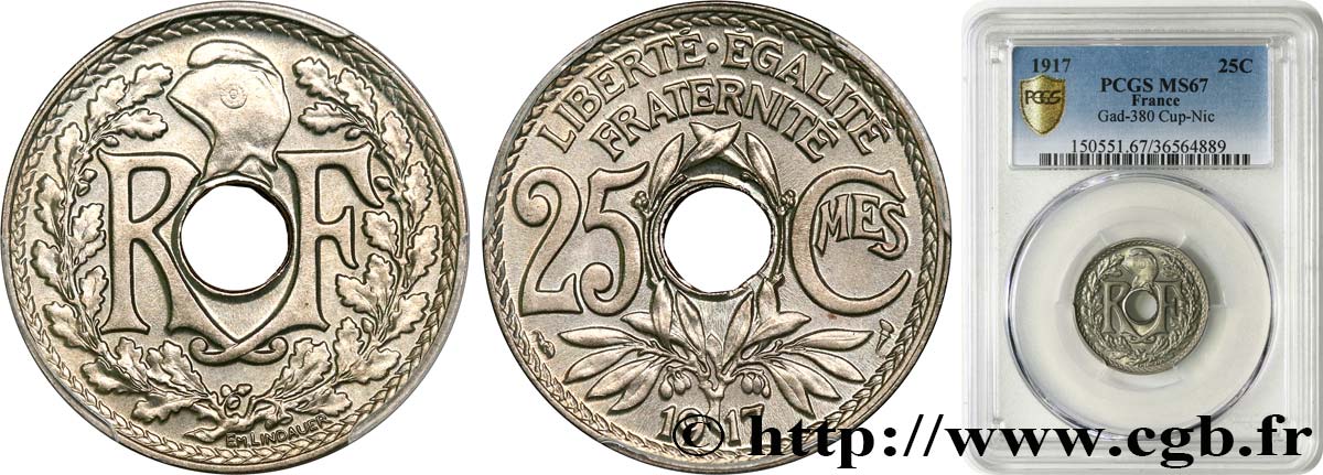 25 centimes Lindauer 1917  F.171/1 FDC67 PCGS