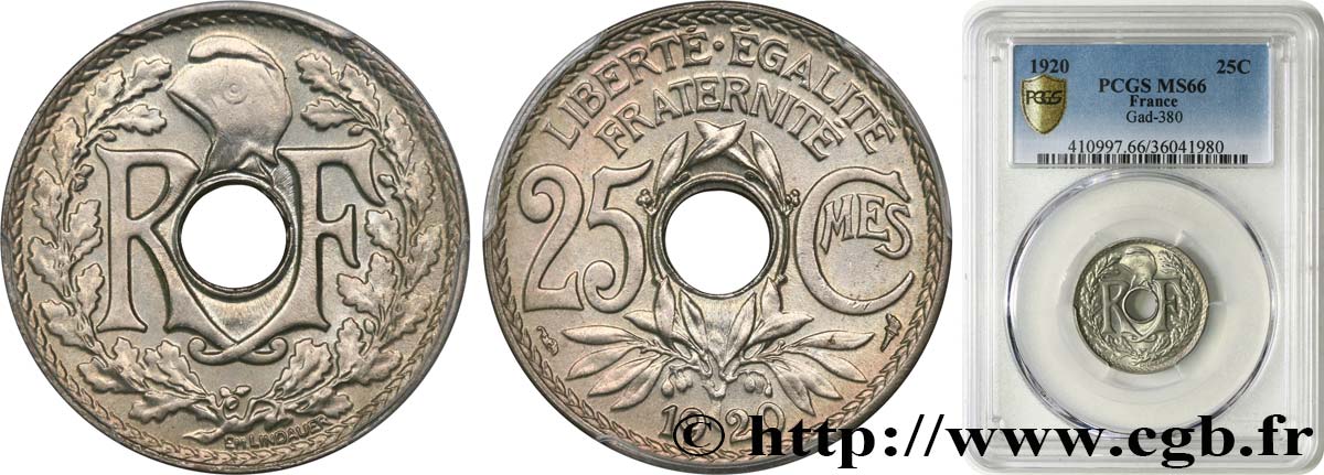 25 centimes Lindauer 1920  F.171/4 FDC66 PCGS