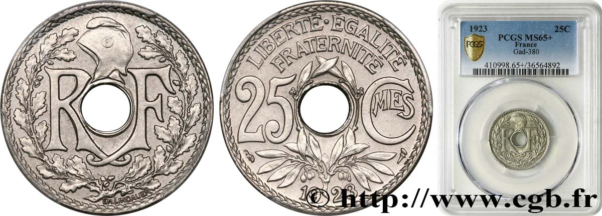 25 centimes Lindauer 1923  F.171/7 ST65 PCGS