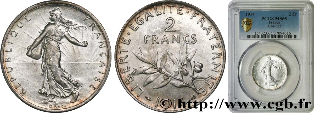 2 francs Semeuse 1914  F.266/15 FDC65 PCGS