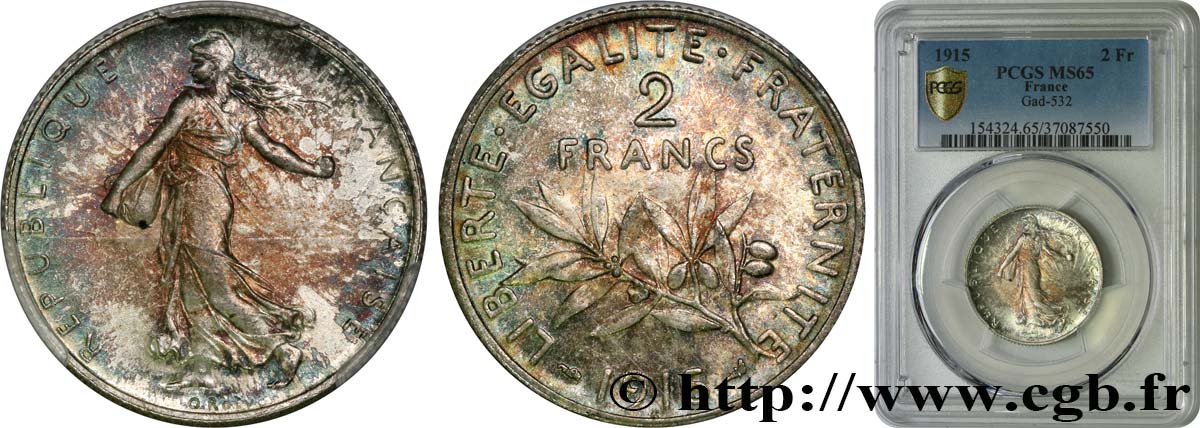 2 francs Semeuse 1915  F.266/17 MS65 PCGS