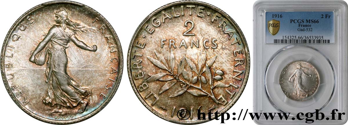 2 francs Semeuse 1916  F.266/18 ST66 PCGS