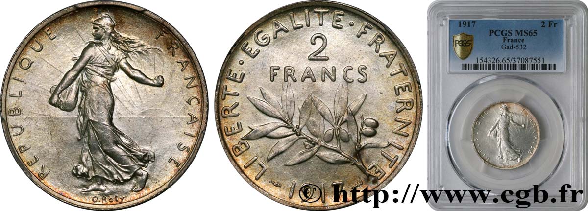 2 francs Semeuse 1917  F.266/19 FDC65 PCGS