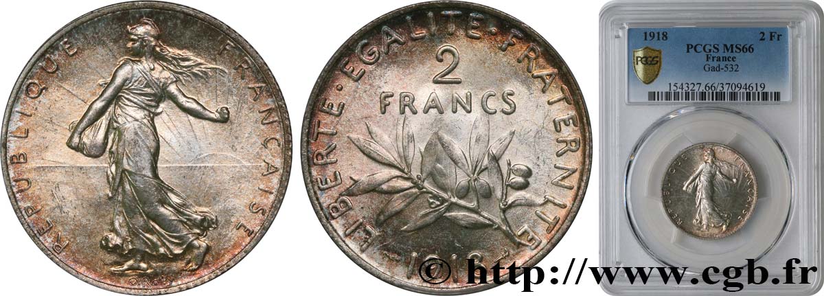 2 francs Semeuse 1918  F.266/20 ST66 PCGS