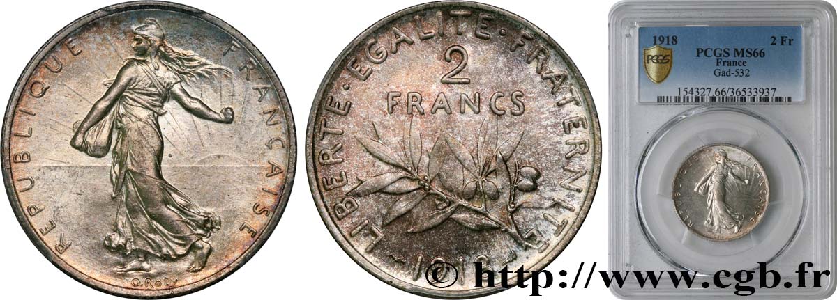 2 francs Semeuse 1918  F.266/20 FDC66 PCGS