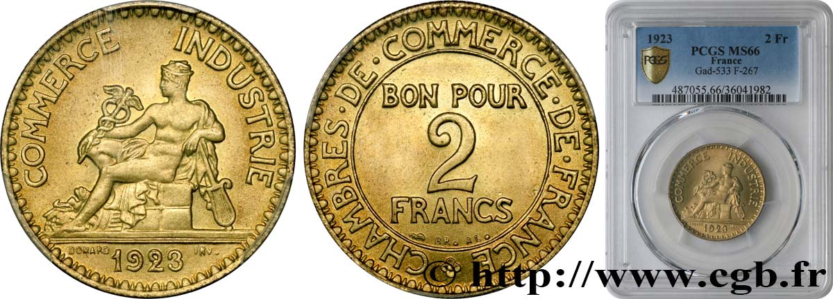 2 francs Chambres de Commerce 1923  F.267/5 FDC66 PCGS