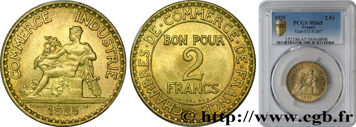 2 francs Chambres de Commerce 1925  F.267/7 FDC65 PCGS