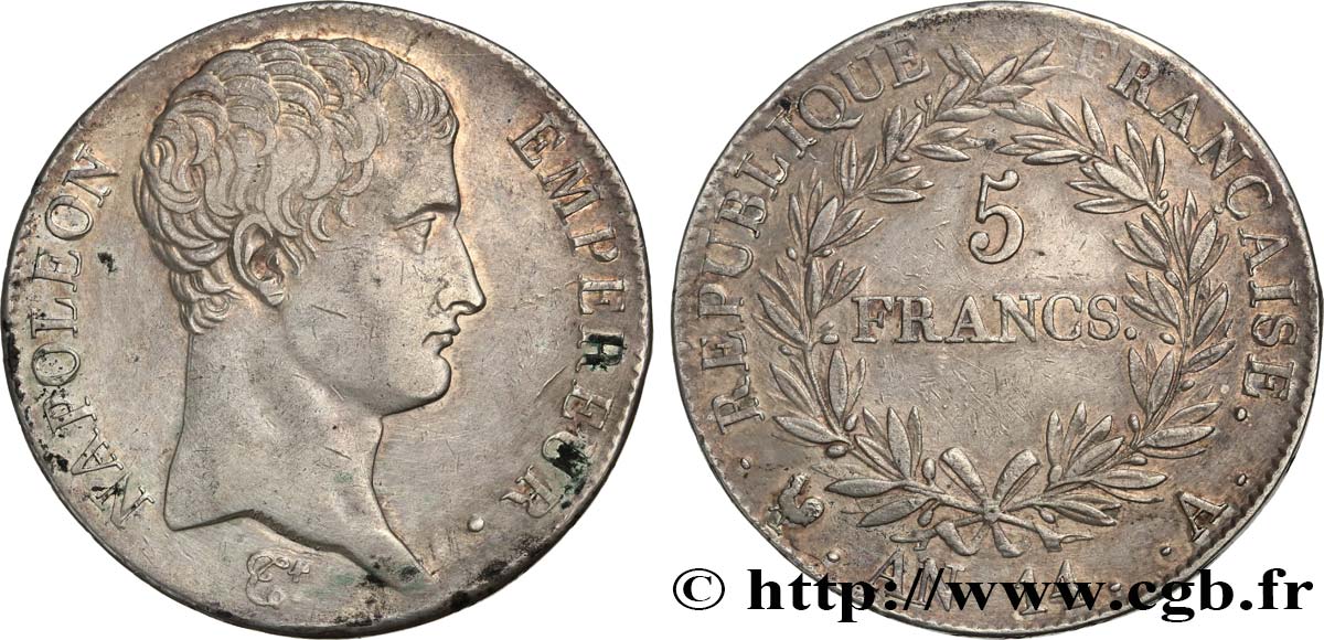 5 francs Napoléon Empereur, Calendrier révolutionnaire 1805 Paris F.303/19 SS 