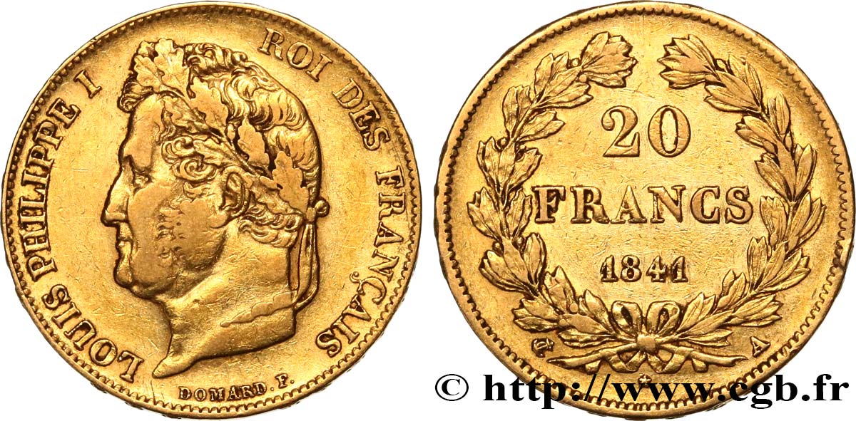 20 francs or Louis-Philippe, Domard 1844 Paris F.527/31 VF35 
