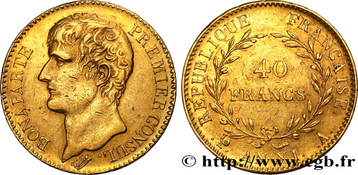 40 francs or Bonaparte Premier Consul 1803 Paris F.536/2 MBC50 