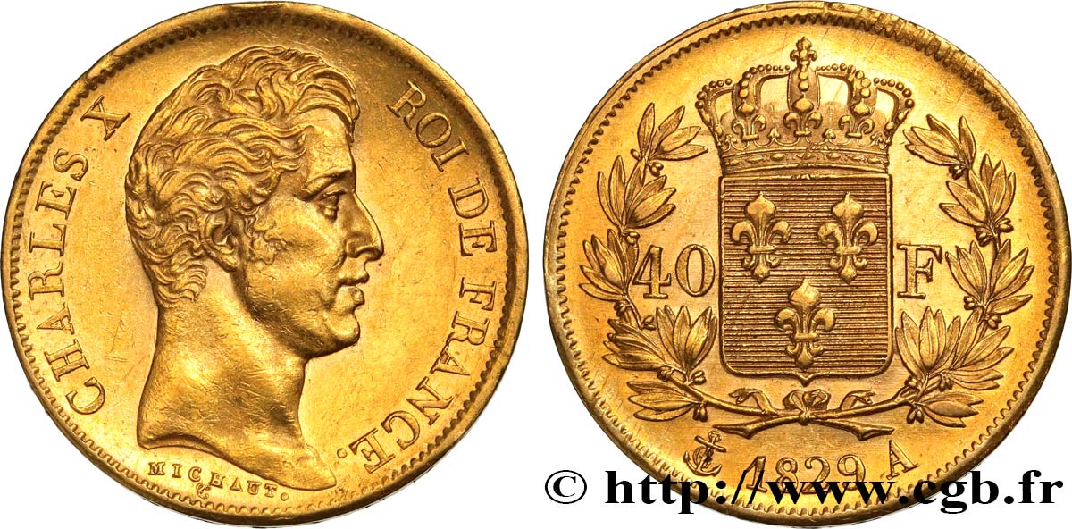 40 francs or Charles X, 2e type 1829 Paris F.544/4 SUP58 