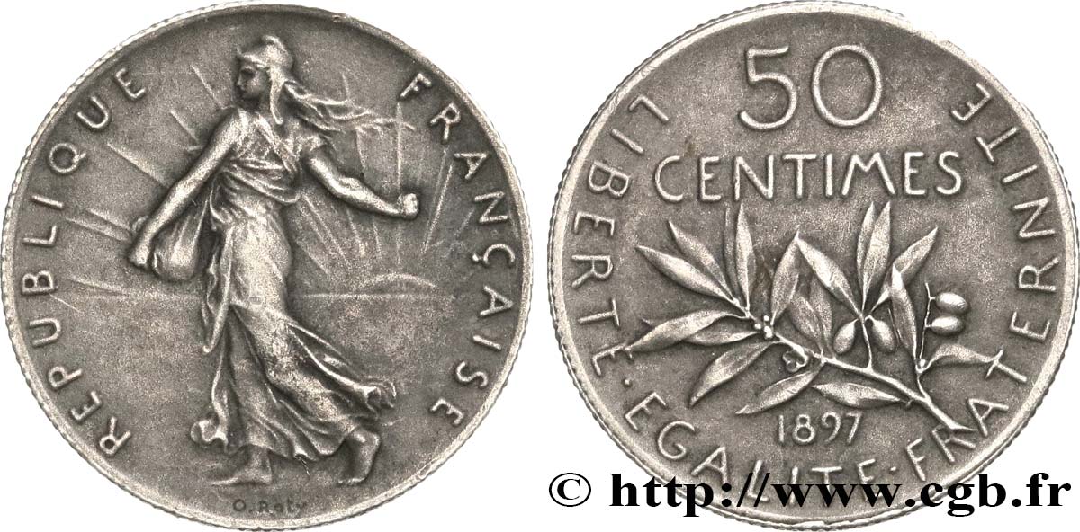50 centimes Semeuse 1897  F.190/2 VZ60 