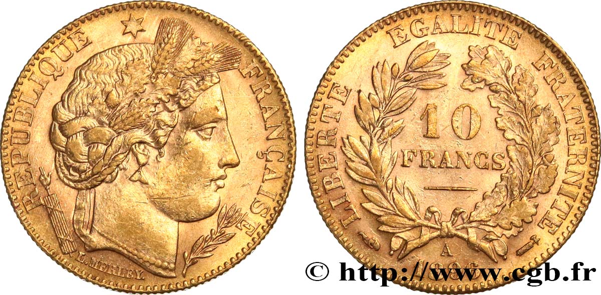 10 francs or Cérès, Troisième République 1896 Paris F.508/4 TTB53 