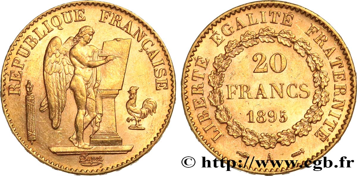 20 francs or Génie, IIIe République 1895 Paris F.533/19 MS60 