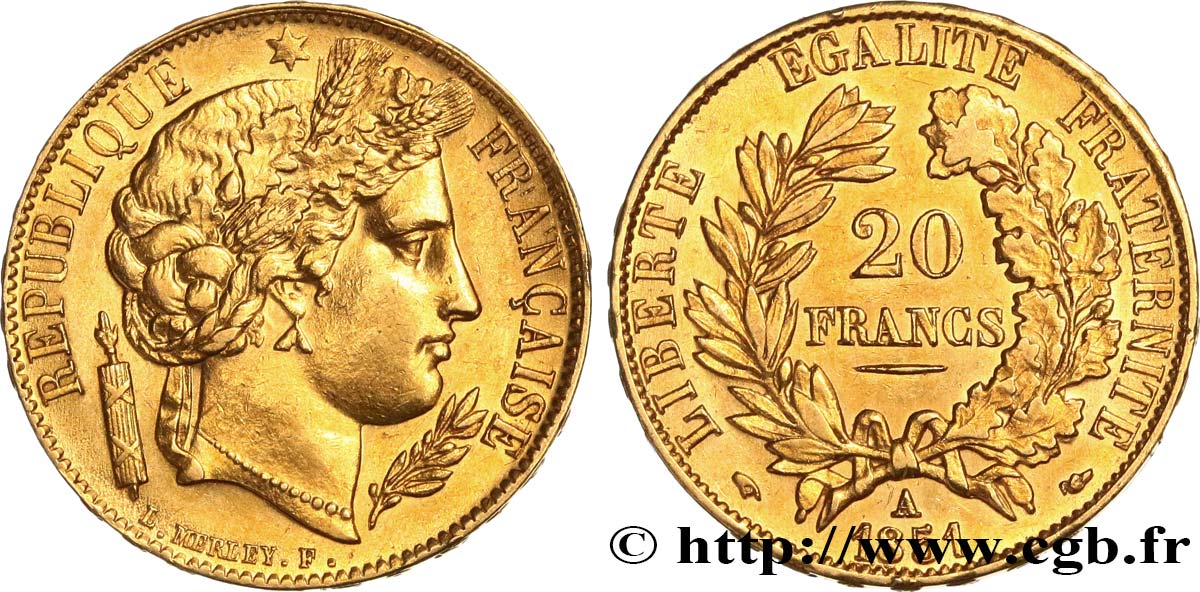 20 francs or Cérès 1851 Paris F.529/4 BB53 