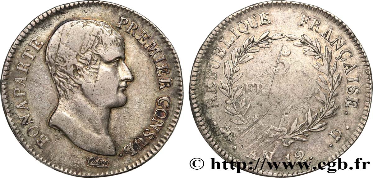 5 francs Bonaparte Premier Consul 1804 Lyon F.301/13 MB 
