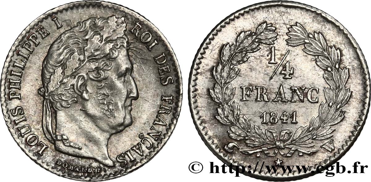 1/4 franc Louis-Philippe 1841 Lille F.166/88 EBC62 