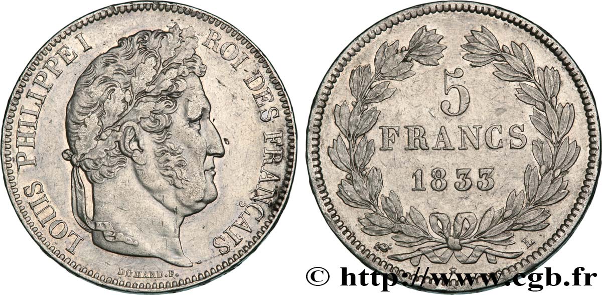 5 francs IIe type Domard 1833 Bayonne F.324/22 TTB+ 
