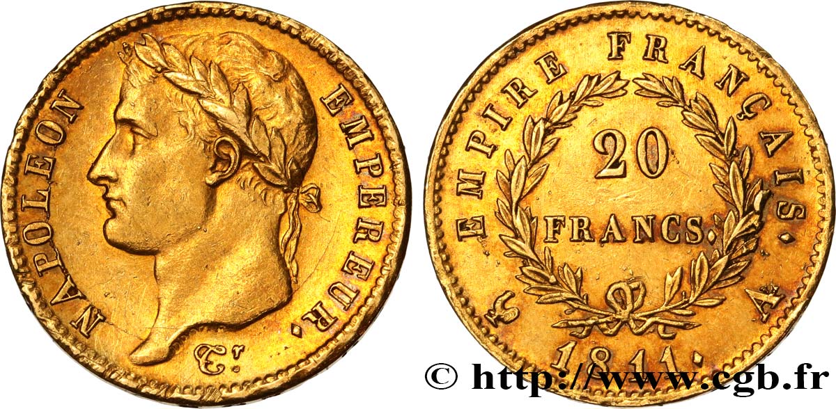 20 francs or Napoléon, tête laurée, Empire français 1811 Paris F.516/16 q.SPL 