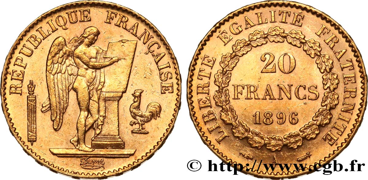 20 francs or Génie, Troisième République 1896 Paris F.533/20 EBC61 