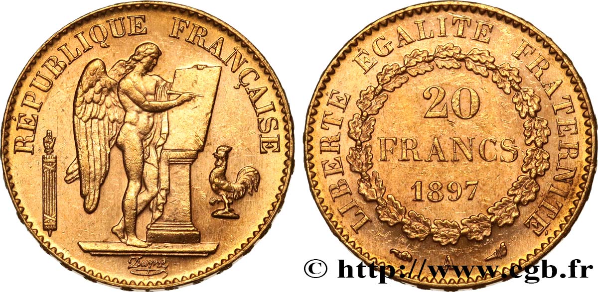 20 francs or Génie, Troisième République 1897 Paris F.533/22 EBC61 