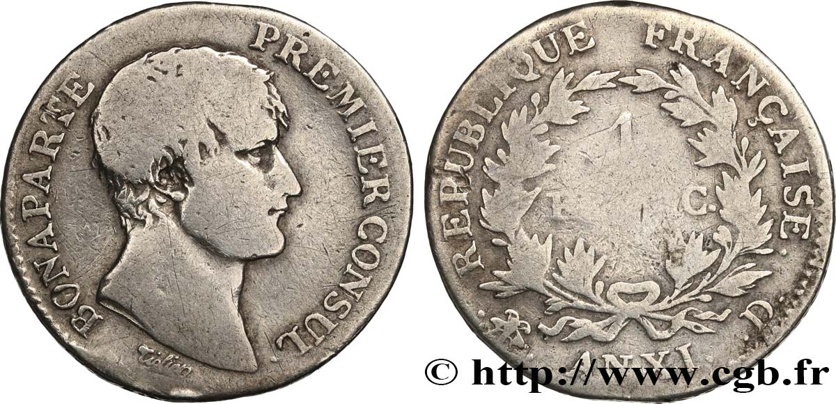 1 franc Bonaparte Premier Consul 1803 Lyon F.200/2 VG 