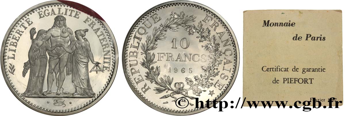 Piéfort de 10 francs Hercule 1965  GEM.183 P1 ST 