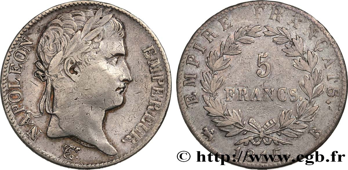 5 francs Napoléon Empereur, Cent-Jours 1815 Rouen F.307A/2 VF25 