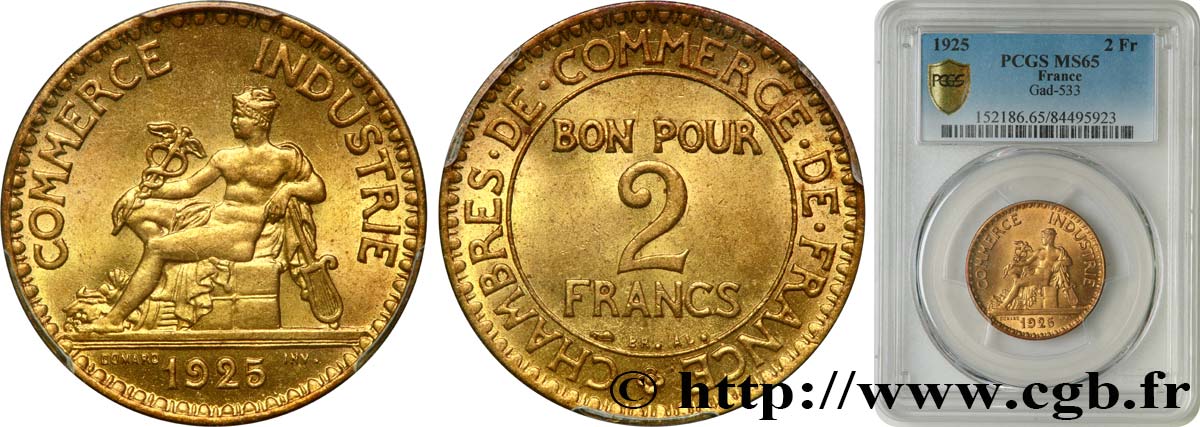 2 francs Chambres de Commerce 1925  F.267/7 MS65 PCGS