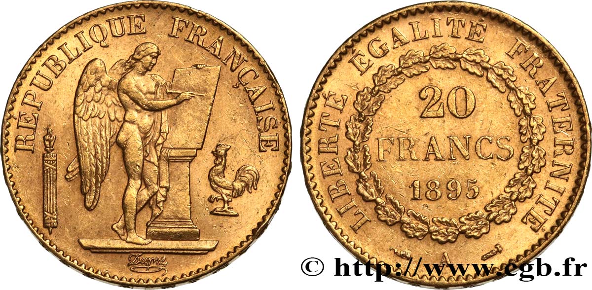 20 francs or Génie, IIIe République 1895 Paris F.533/19 SUP55 