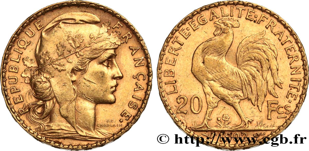 20 francs or Coq, Dieu protège la France 1902 Paris F.534/7 TTB 