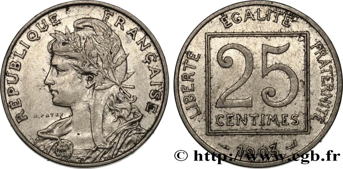 25 centimes Patey, 1er type 1903  F.168/3 XF45 