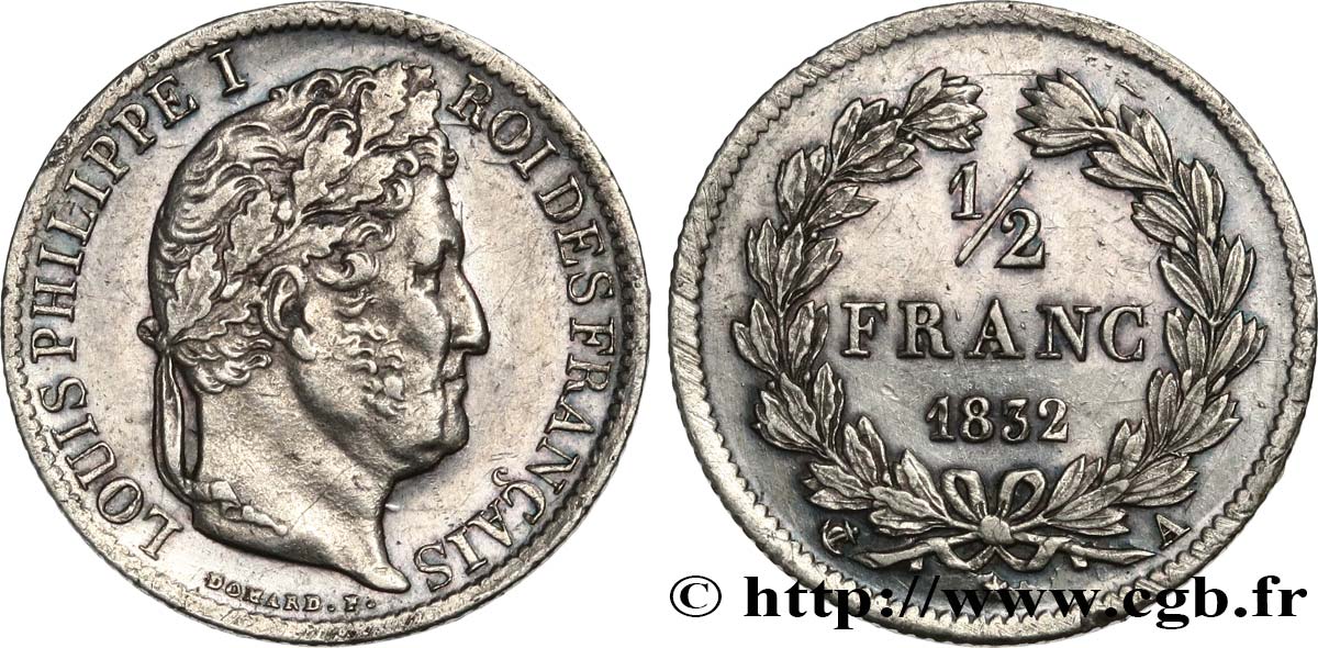 1/2 franc Louis-Philippe 1832 Paris F.182/15 MBC+ 