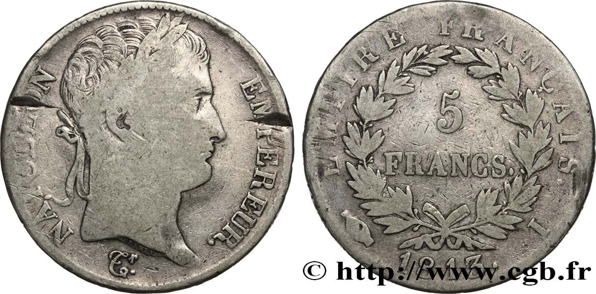 5 francs Napoléon Empereur, Empire français 1813 Limoges F.307/64 SGE 