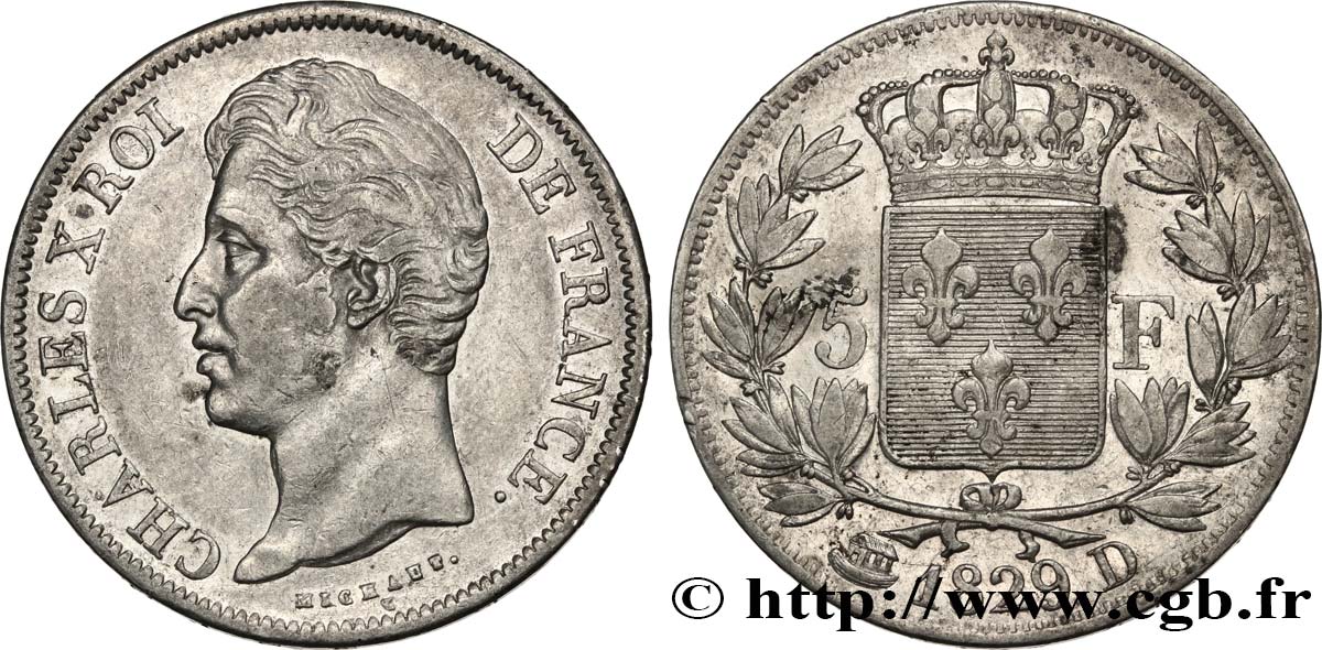 5 francs Charles X, 2e type 1829 Lyon F.311/30 XF40 