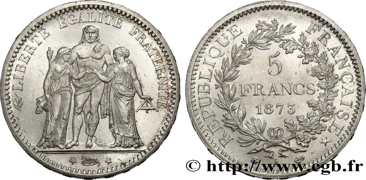 5 francs Hercule 1873 Paris F.334/9 SPL62 