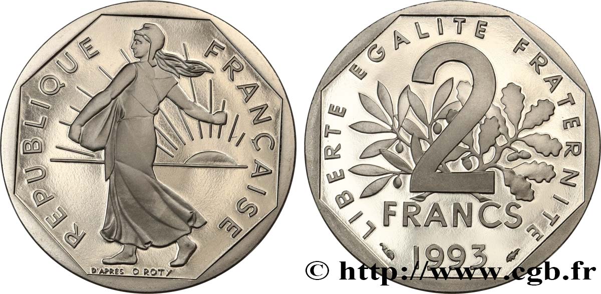 2 francs Semeuse, nickel, Belle Épreuve 1993 Pessac F.272/19 var. ST 