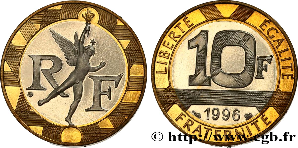 10 francs Génie de la Bastille, BE (Belle Épreuve) 1996 Pessac F.375/13 var. MS 