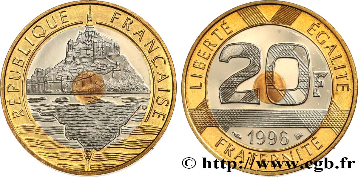 20 francs Mont Saint-Michel, BE (Belle Épreuve) 1996 Pessac F.403/12 var. ST 