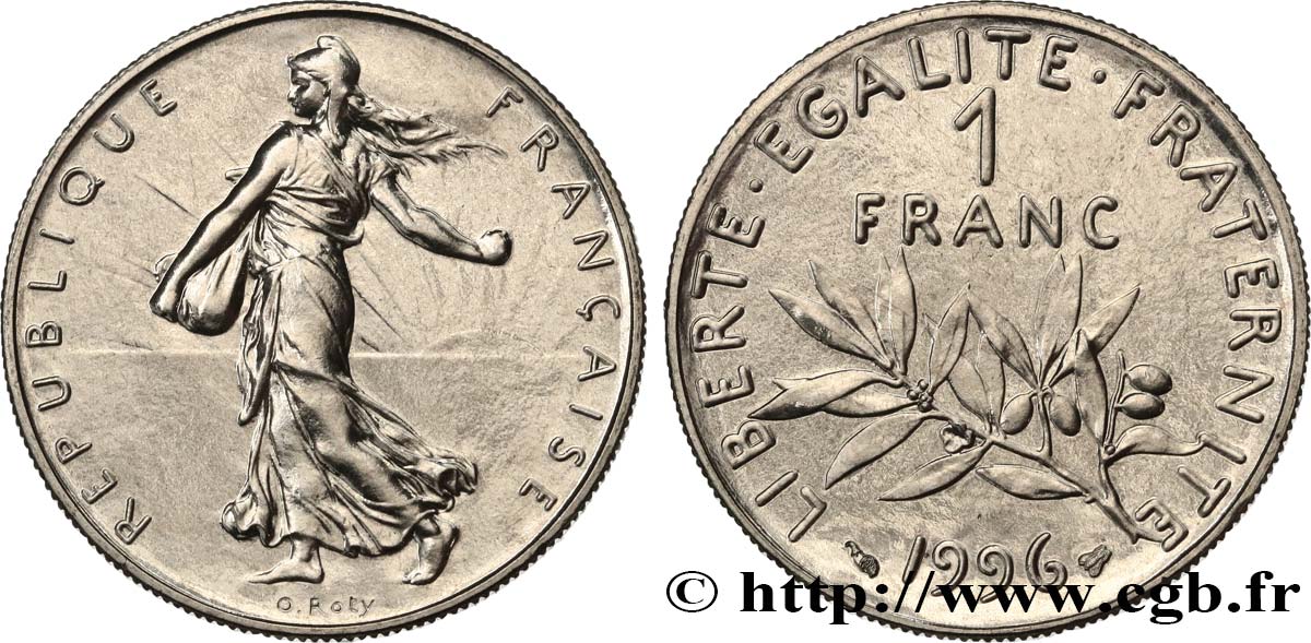 1 franc Semeuse, nickel, BU (Brillant Universel) 1996 Pessac F.226/44 MS 