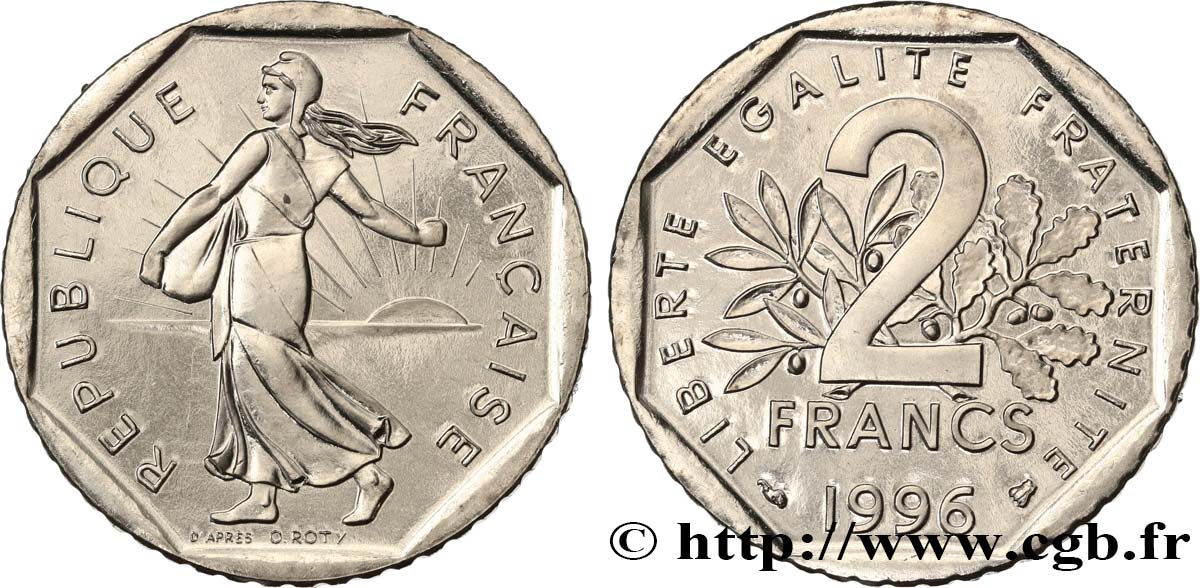 2 francs Semeuse, nickel, BU (Brillant Universel)  1996 Pessac F.272/24 FDC 